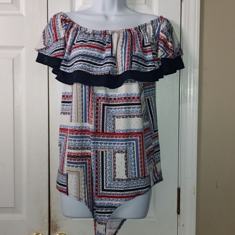 Cato off the Shoulder one piece ruffle top bodysuit Sz 18/20W